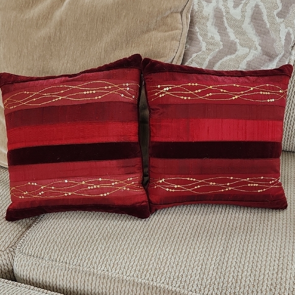 Elegant Red Throw Pillows, 10x10" - Picture 1 of 4